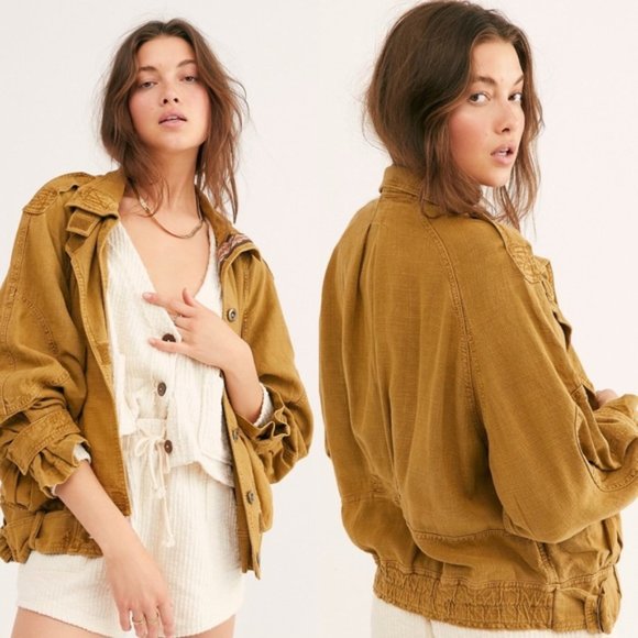 Free People Jayde Safari Bomber Linen 